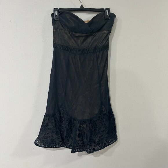 Tocca Sheer Strapless Sweetheart Neck Cocktail Mini Dress Black Women's Size 4 - Picture 1 of 5